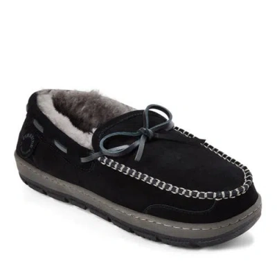 Dearfoams Fireside Forster Genuine Shearling Moccasin In Black