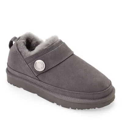 Dearfoams Fireside Genuine Shearling Coin Mini Bootie Water Resistant In Gray