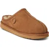 Dearfoams Fireside By Dearfoam Men's Hobart Genuine Shearling Closed Back Slippers In Chestnut