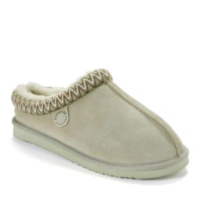 Dearfoams Fireside Grafton Genuine Shearling Clog Slipper With Embroidery In Green