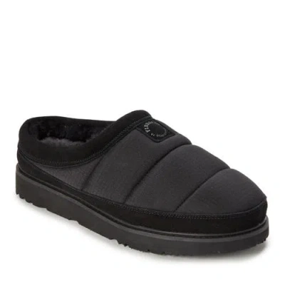 Dearfoams Fireside Grafton Sport Nylon Puff Clog Water Resistant Slippers In Black