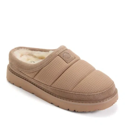 Dearfoams Fireside Greta Sport Nylon Puff Clog Water Resistant Slippers In Brown
