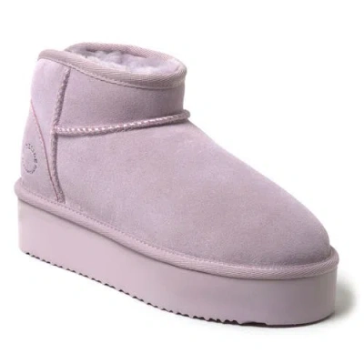 Dearfoams Fireside By  Women's Kingston Genuine Shearling Platform Bootie In Lilac