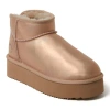 Dearfoams Fireside Kingston Genuine Shearling Platform Bootie In Rose Gold