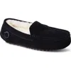 Dearfoams Fireside By  Women's Mel Genuine Shearling Moccasin In Black/cream