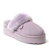 Dearfoams Fireside By  Women's Melton Genuine Shearling Platform Scuff Slipper In Lilac