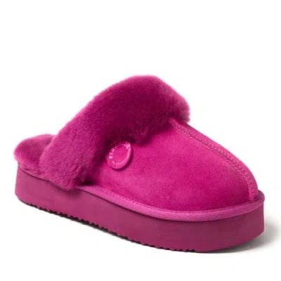 Dearfoams Fireside Melton Genuine Shearling Platform Scuff Slipper In Mystic Purple