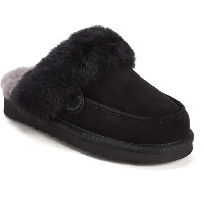 Dearfoams Fireside Melville Genuine Shearling Scuff Slipper In Black