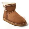 Dearfoams Fireside Perth Genuine Shearling Fold Down Bootie With Embroidery In Brown