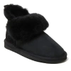 Dearfoams Fireside Perth Genuine Shearling Foldover Boot In Black
