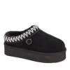 Dearfoams Fireside Queenstown Genuine Shearling Clog With Embroidery In Black