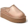 Dearfoams Fireside Queenstown Genuine Shearling Platform Clog Slipper In Rose Gold