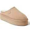 Dearfoams Fireside Queenstown Genuine Shearling Platform Clog Slipper In Sand