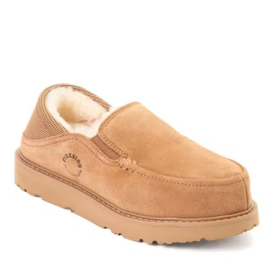 Dearfoams Fireside Suede Sport Knit Loafer Slippers In Brown
