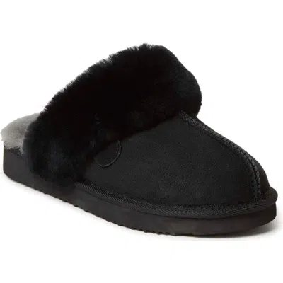 Dearfoams Fireside Sydney Genuine Shearling Scuff Slipper In Black