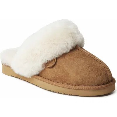 DEARFOAMS DEARFOAMS FIRESIDE SYDNEY GENUINE SHEARLING SCUFF SLIPPER