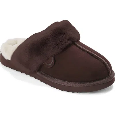 Dearfoams Fireside Sydney Genuine Shearling Scuff Slipper In Brown