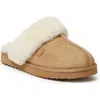 Dearfoams Fireside Melton Genuine Shearling Platform Scuff Slipper In Sand