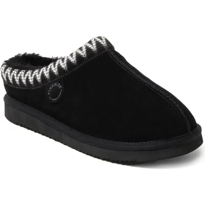 Dearfoams Fireside Grafton Genuine Shearling Clog Slipper With Taping In Black