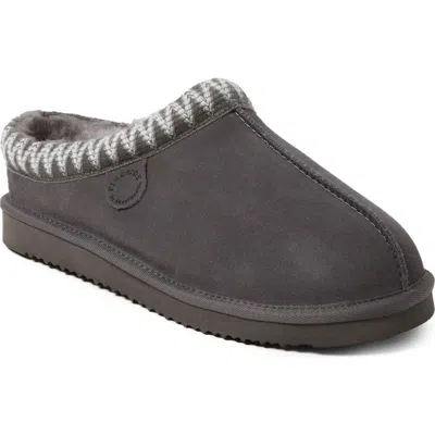 Dearfoams Fireside Grafton Genuine Shearling Clog Slipper With Taping In Gray