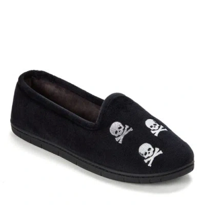 Dearfoams Halloween Velour Closed Back Slippers In Black