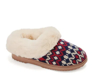 Dearfoams Hannah Festive Knit Womens Memory Foam Clog Slippers In Red