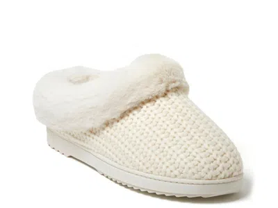 Dearfoams Hannah Festive Knit Womens Memory Foam Clog Slippers In White