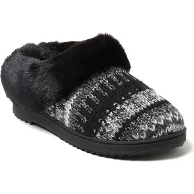 Dearfoams Women's Hannah Festive Knit Clog Slipper In Black
