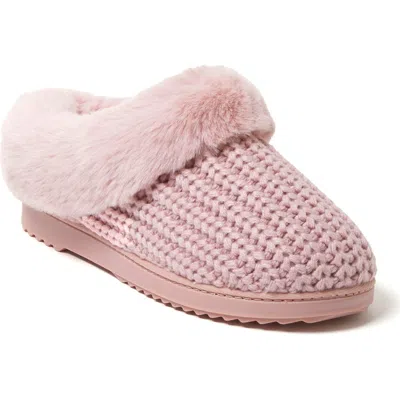 Dearfoams Women's Hannah Festive Knit Clog Slipper In Pale Mauve