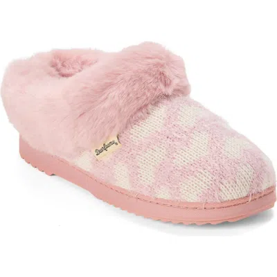 Dearfoams Hannah Festive Knit Clog Slipper In Pink