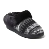 Dearfoams Hannah Festive Knit Womens Memory Foam Clog Slippers In Black