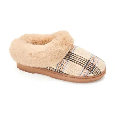 Dearfoams Hannah Festive Knit Womens Memory Foam Clog Slippers In Brown