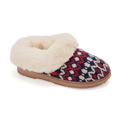 Dearfoams Hannah Festive Knit Womens Memory Foam Clog Slippers In Red