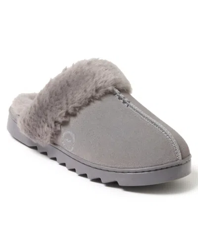 Dearfoams Helena Genuine Suede Scuff With Prayer Seam In Grey