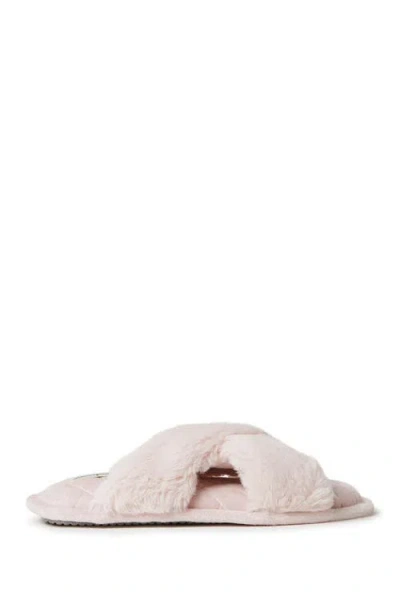 Dearfoams Jessica Faux Fur Crossband Slipper In Pink