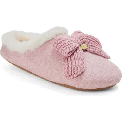 Dearfoams Josie Knit Clog Slipper With Bow In Pink