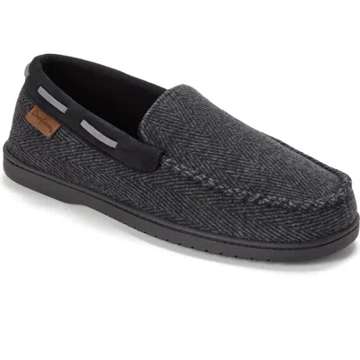 Dearfoams Keaton Microsuede Moccasin Slipper In Black Heather