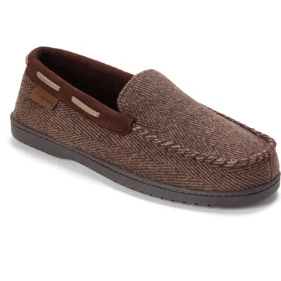 Dearfoams Keaton Microsuede Moccasin Slipper In Brown Heather