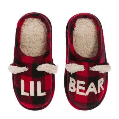 Dearfoams Kid's Buffalo Check Lil Bear Clog Slipper In Red