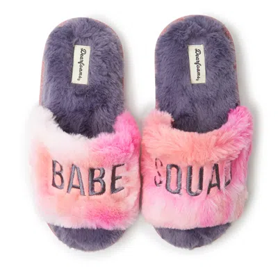 Dearfoams Kid's Lana Slide Slipper With Slogan In Pink