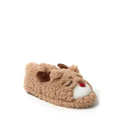 Dearfoams Kids' Emery Critter Closed Back Animal Slipper In Brown