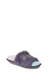 Dearfoams Kids' Faux Fur Slide Slipper In Baby Bird
