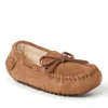Dearfoams Kids' Fireside Parke Genuine Shearling Moccasin Slipper In Brown