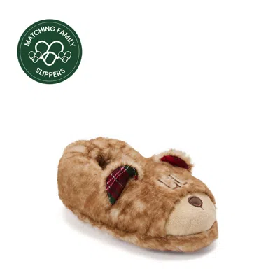 Dearfoams Kids Lil Bear Closed Back In Brown