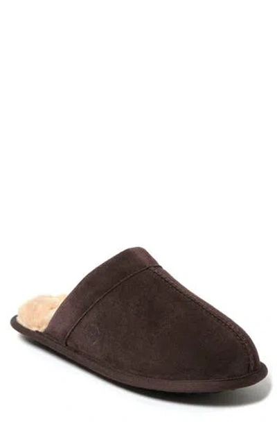 Dearfoams Kirk Faux Shearling Slipper In Coffee