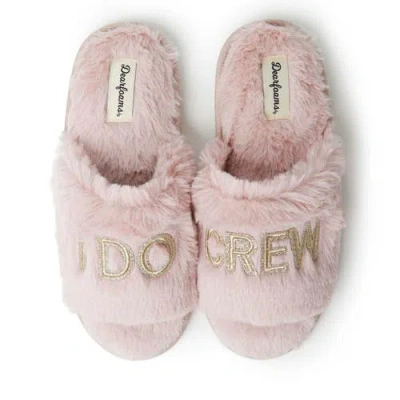 Dearfoams Lane Bridal I Do Fuzzy Slide Slipper In Purple