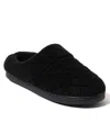 Dearfoams Womens Leslie Quilted Microfiber Terry Memory Foam Clog Slipper In Black