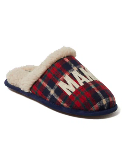 Dearfoams Mama Bear Plaid Scuff Slipper In Peacoat