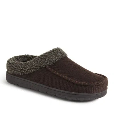 Dearfoams Men's Brendan Twill Whipstitch Clog In Brown