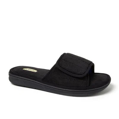 Dearfoams Men's Collin Terry Adjustable Shower Slide House Slipper In Black